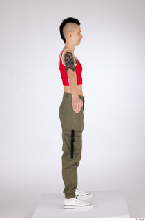 Quisha a-pose casual dressed olive green cargo pants red zipper…